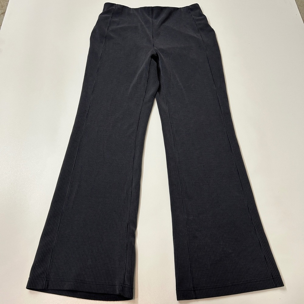 Lululemon Ribbed Flare Pants Black High Waisted Yoga Leggings Size 12